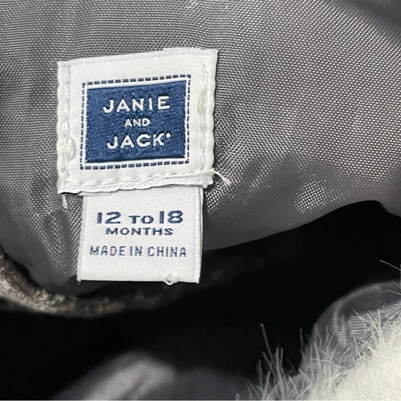 Janie and Jack Holiday Christmas Formal Jacquard Dress Faux Fur Collar 12-18 - Picture 10 of 10